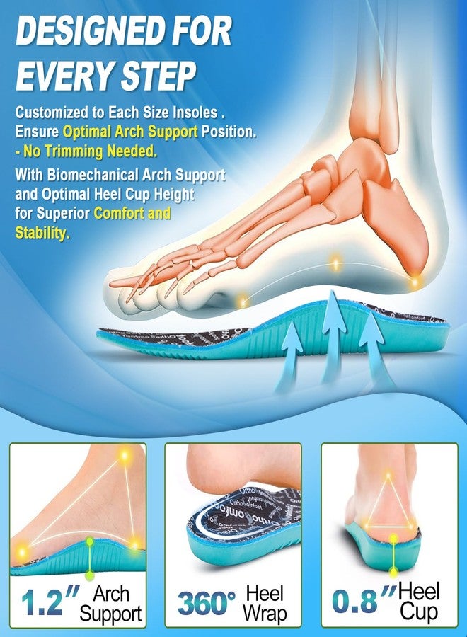 OrthoComfoot Comfortable Cushion Sneaker Insoles Men Women: Plantar Fasciitis Relief Arch Support Running Sports Inserts, Orthotics Gel Shock Absorbing for Walking All Day, Size 6.5 Men/8.5 Women - Image 3